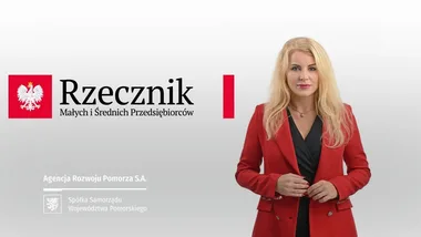 Grafika promocyjna spotkania z Rzecznikiem Małych i Średnich Przedsiębiorców organizowanego przez Agencję Rozwoju Pomorza S.A.