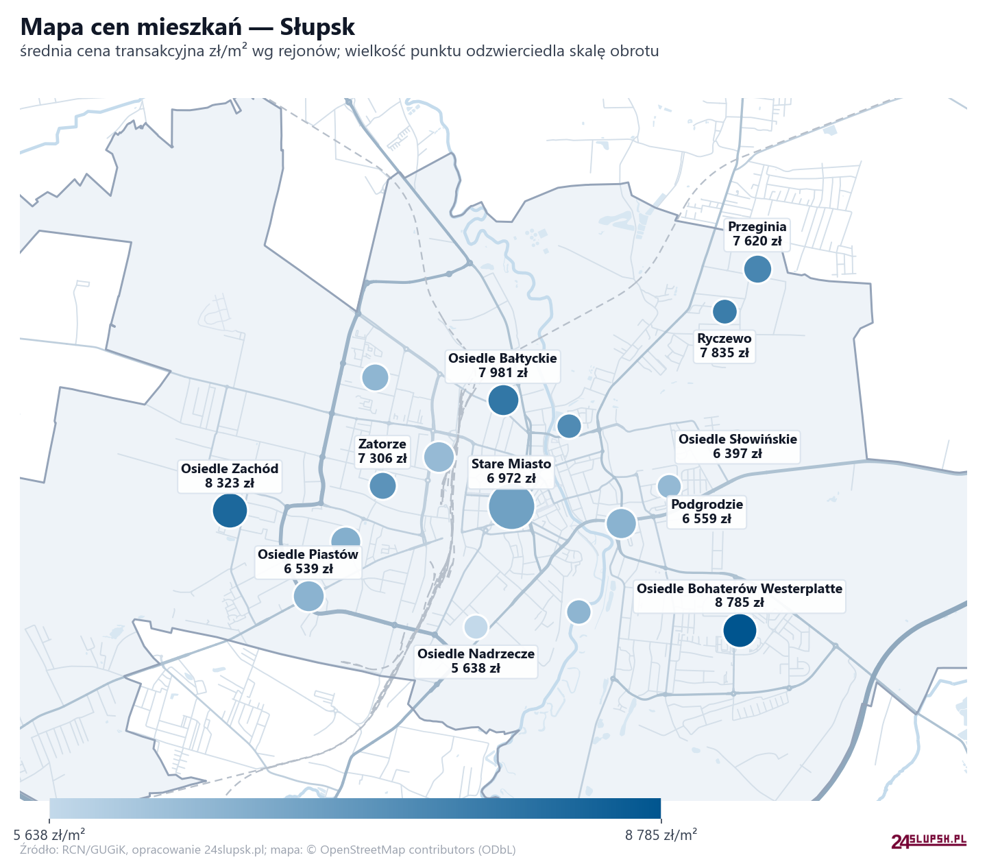 Mapa cen mieszkań - Słupsk