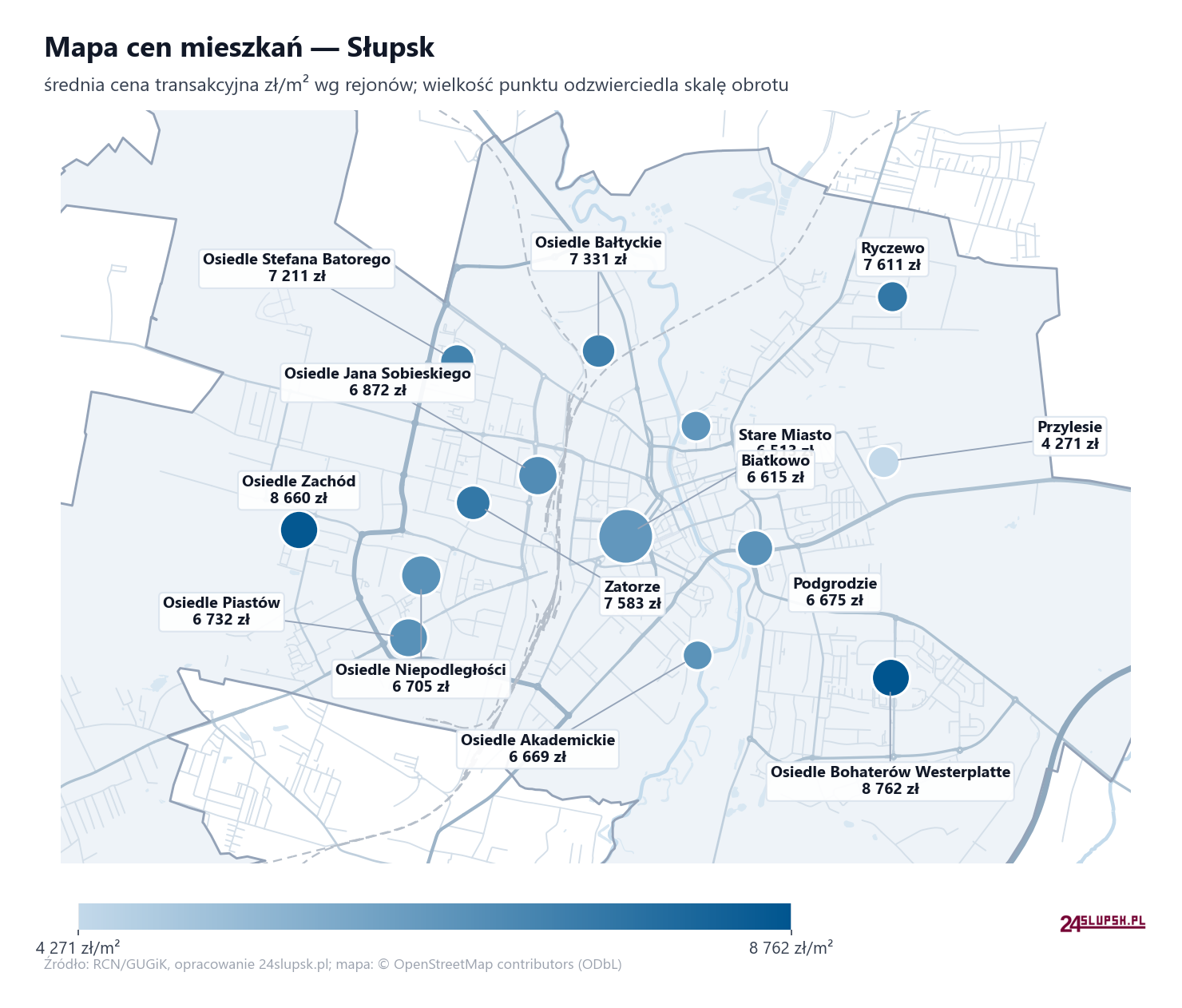 Mapa cen mieszkań - Słupsk