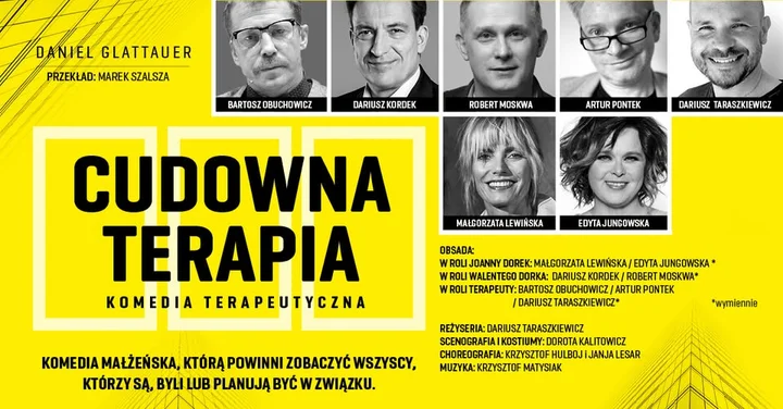 Grafika promocyjna wydarzenia Cudowna Terapia — komedia małżeńska w Nowym Teatrze im. Witkacego