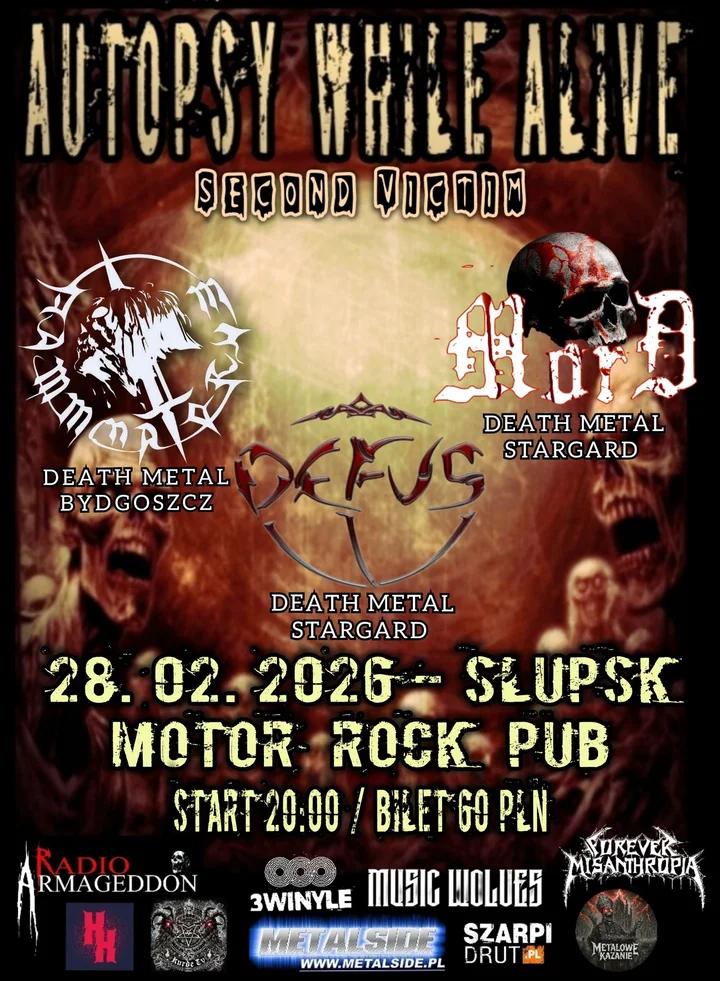 Grafika promocyjna wydarzenia AUTOPSY WHILE ALIVE (Second Victim) — death metalowy wieczór w Słupsku
