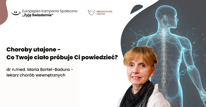 Obrazek przedstawia grafikę promocyjną wydarzenia Choroby utajone: wykrywanie przyczyn nawykowych dolegliwości — konferencja w Słupsku