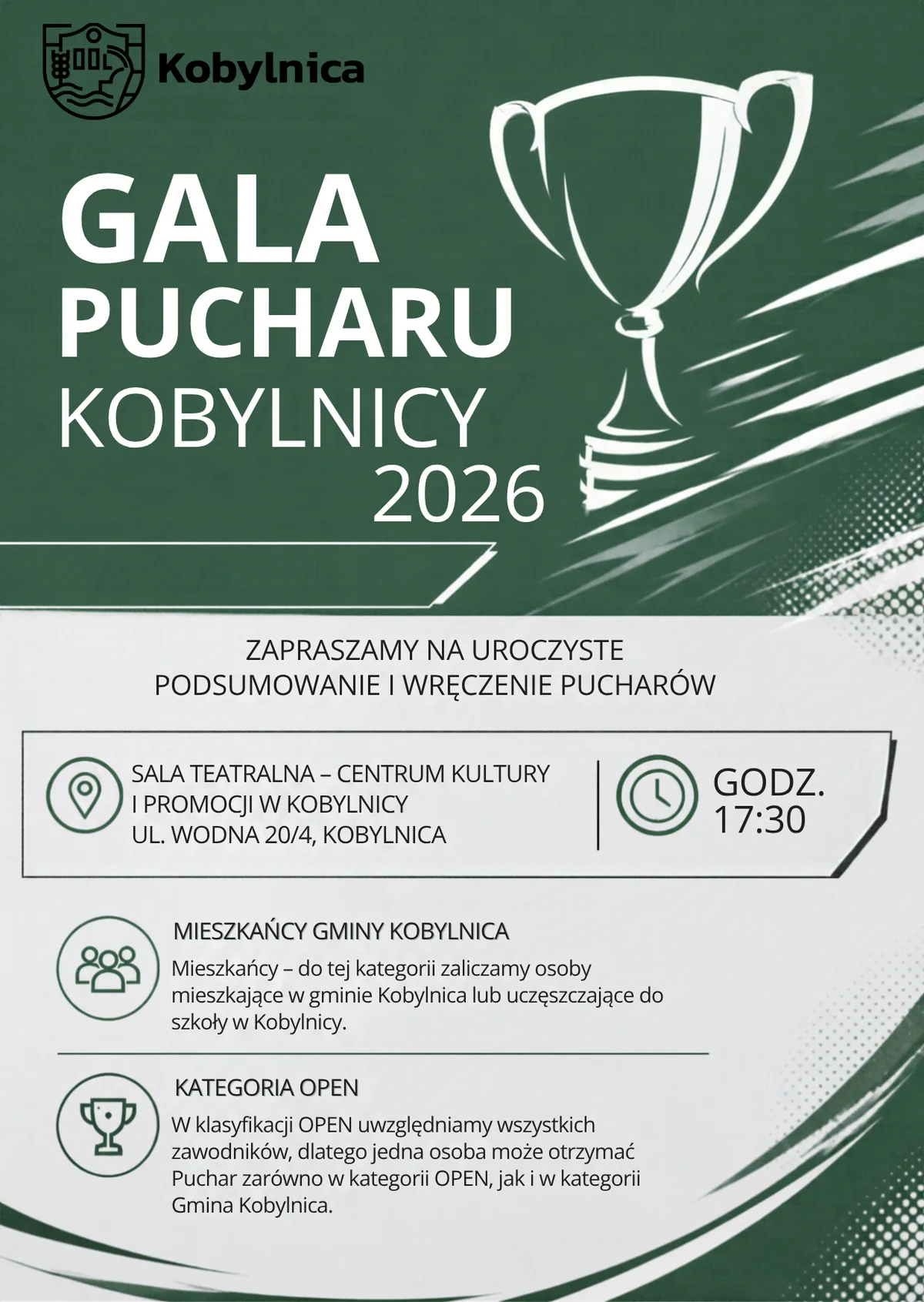 Grafika promocyjna wydarzenia Gala Pucharu Kobylnicy 2026