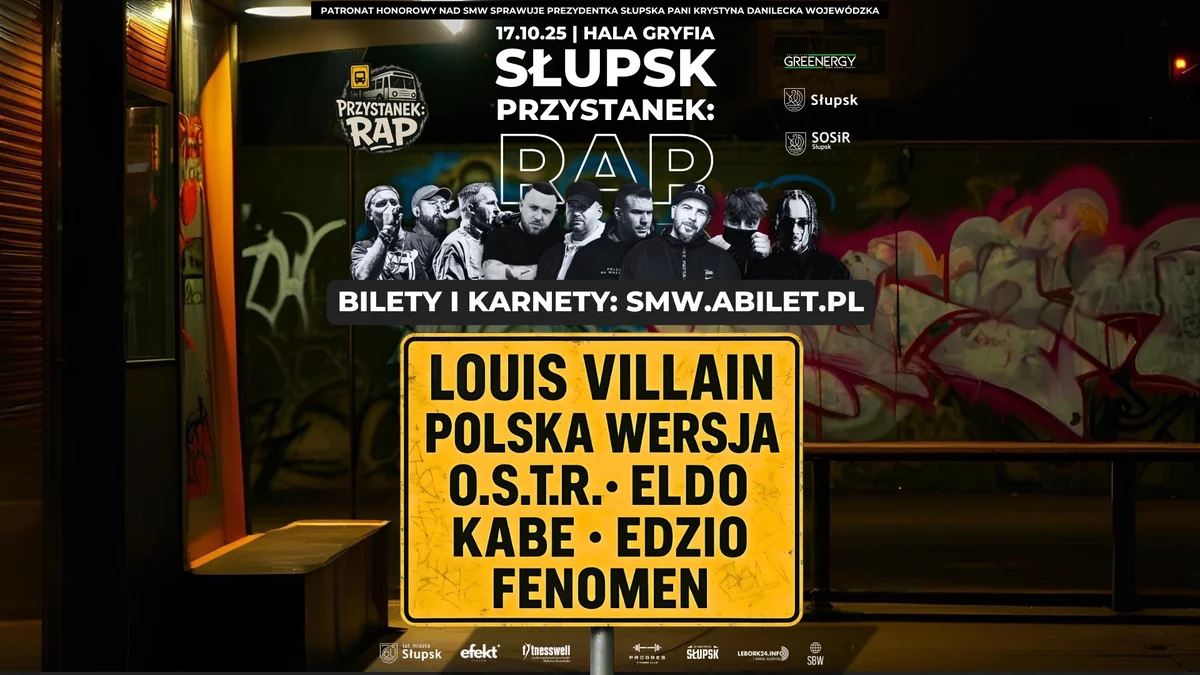 Grafika promocyjna wydarzenia Koncert rapowy w Hali Gryfia w Słupsku 17 października 2025