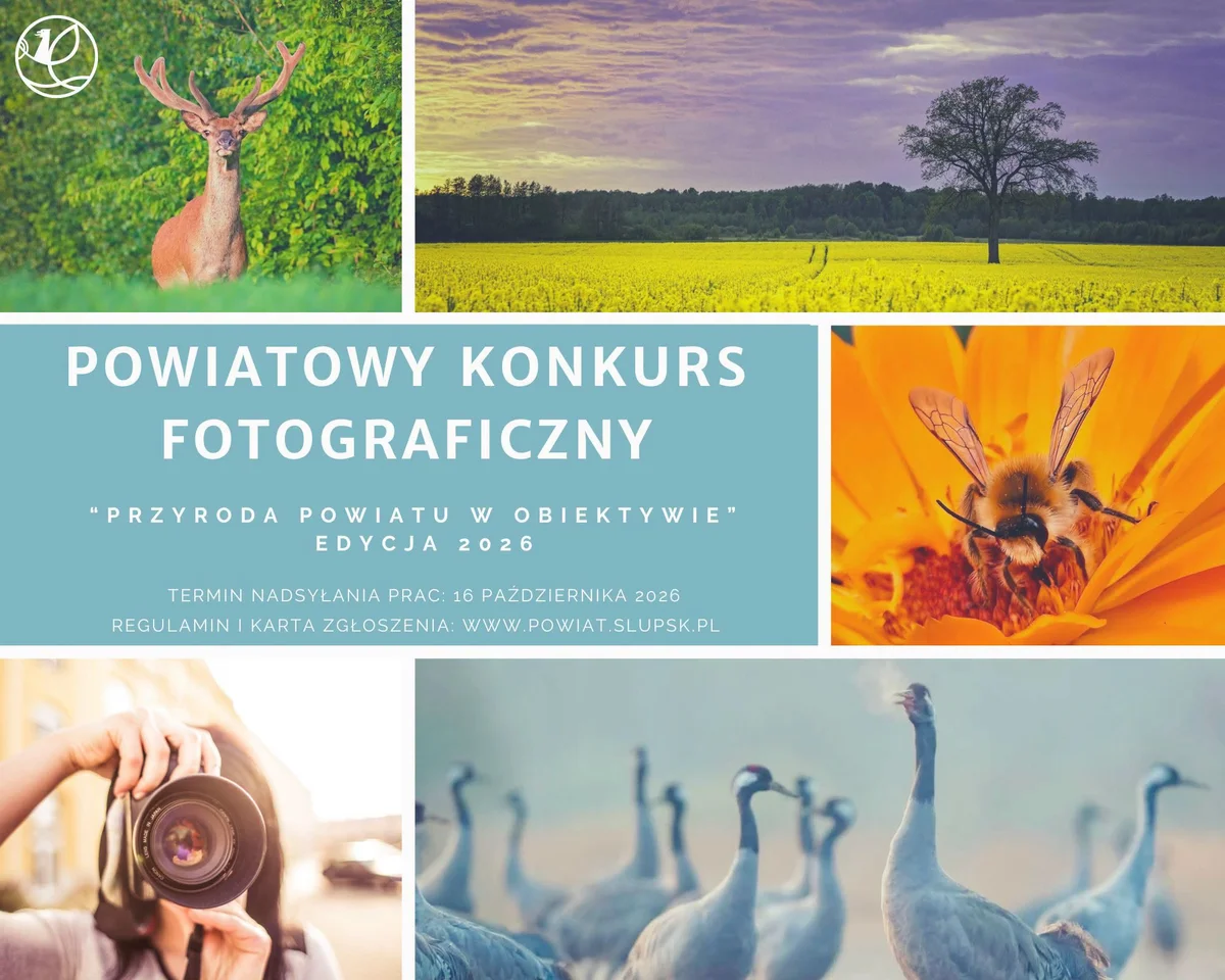 Grafika promocyjna wydarzenia Powiatowy Konkurs Fotograficzny „Przyroda Powiatu w obiektywie – edycja 2026”