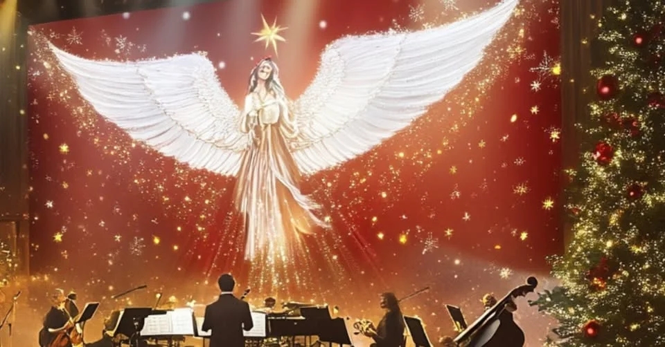 Obrazek przedstawia grafikę promocyjną wydarzenia Koncert bożonarodzeniowy z kolędami i pastorałkami w Słupsku