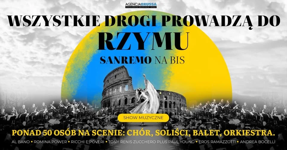 Obrazek przedstawia grafikę promocyjną wydarzenia Wieczór z muzyką włoską w Słupsku