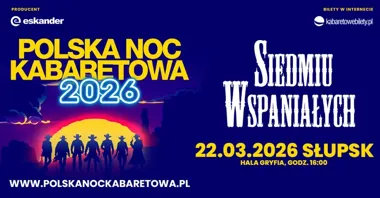 Obrazek przedstawia grafikę promocyjną wydarzenia Wieczór kabaretowy w Słupsku: Polska Noc Kabaretowa 2026