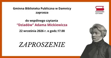 Grafika promocyjna wydarzenia Narodowe Czytanie – wspólne czytanie „Dziadów” Adama Mickiewicza