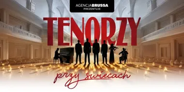 Grafika promocyjna wydarzenia Tenorzy przy Świecach w Słupsku – koncert w blasku setek świec
