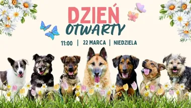 Grafika promocyjna wydarzenia Wiosenny Dzień Otwarty — Schronisko dla Zwierząt TOZ o. Słupsk
