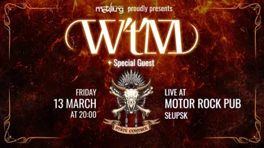 Grafika promocyjna wydarzenia W’t’M (DK/IT) i State Control (PL) — koncert w Słupsku, 13 marca 2026
