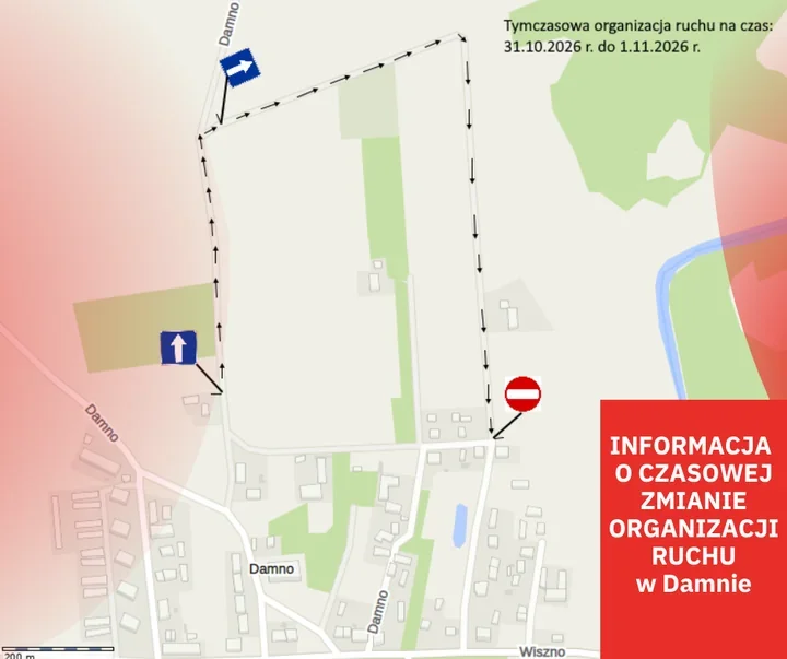 Przy cmentarzu w Damnie przez dwa dni będzie obowiązywał ruch jednokierunkowy