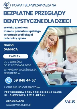 Bezpłatne przeglądy dentystyczne dla dzieci z gminy Damnica