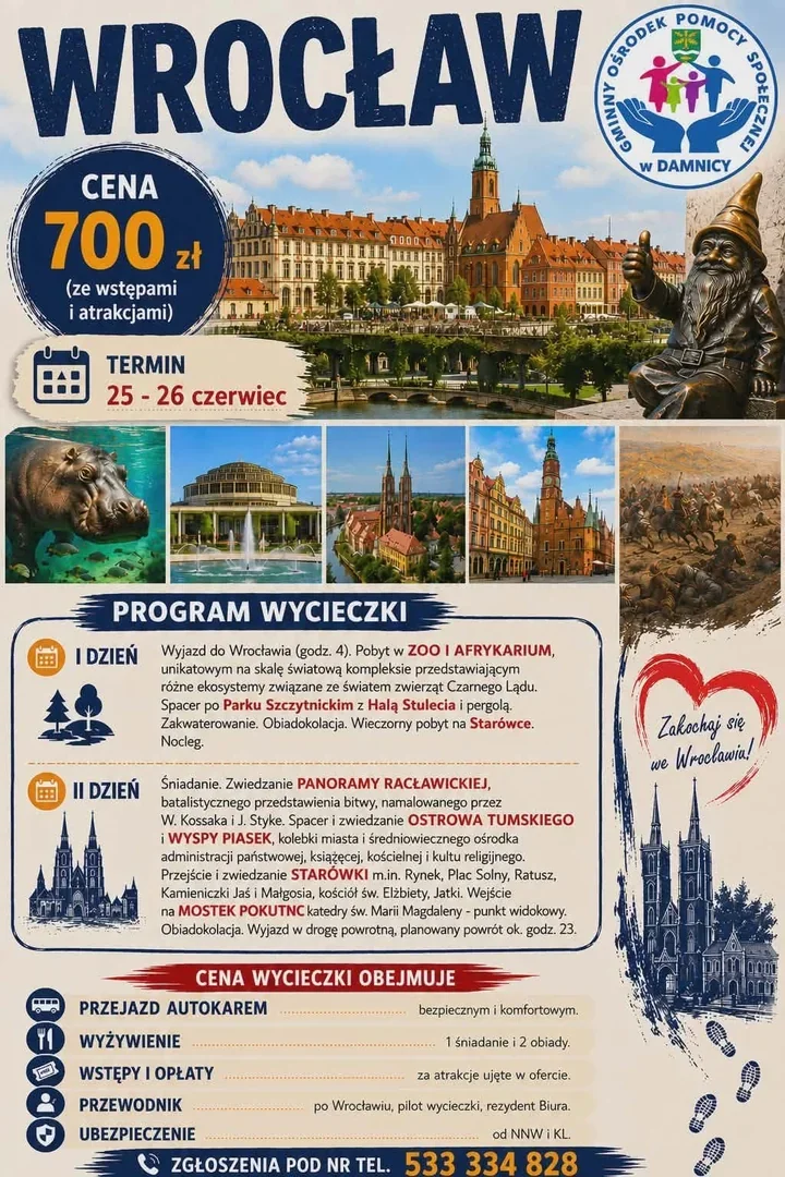 Damnicki GOPS szykuje wyjazd do Wrocławia i stawia na wspólne zwiedzanie