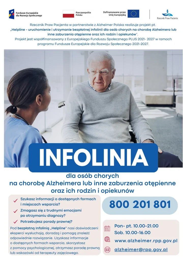 Bezpłatna infolinia Helpline – wsparcie dla opiekunów osób z chorobą Alzheimera