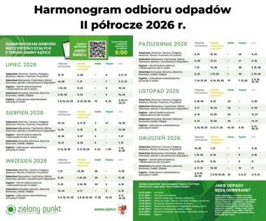 Nowy harmonogram odbioru odpadów już jest dostępny na drugą połowę 2026 roku