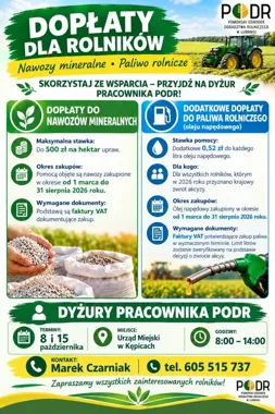 Nawet 500 zł do hektara. Doradca PODR pomoże rolnikom w Kępicach