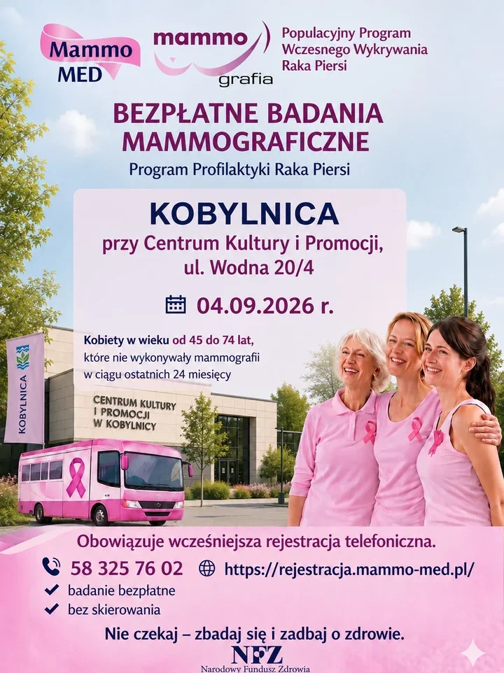 Mammobus stanie w Kobylnicy. Bezpłatna mammografia bez skierowania