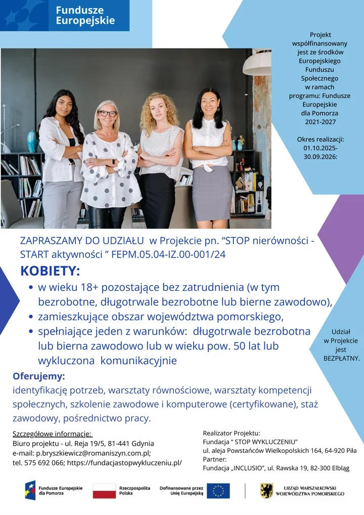 W Pomorskiem rusza STOP nierówności – START aktywności dla kobiet