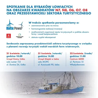 Baltic Power spotka się z rybakami i branżą turystyczną przed budową farmy